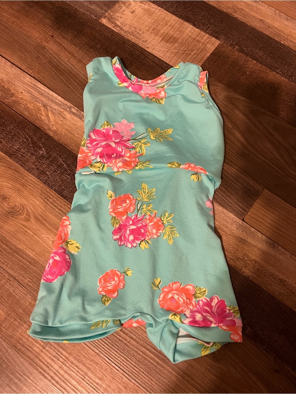 Turquoise Floral Toddler Adaptive Romper